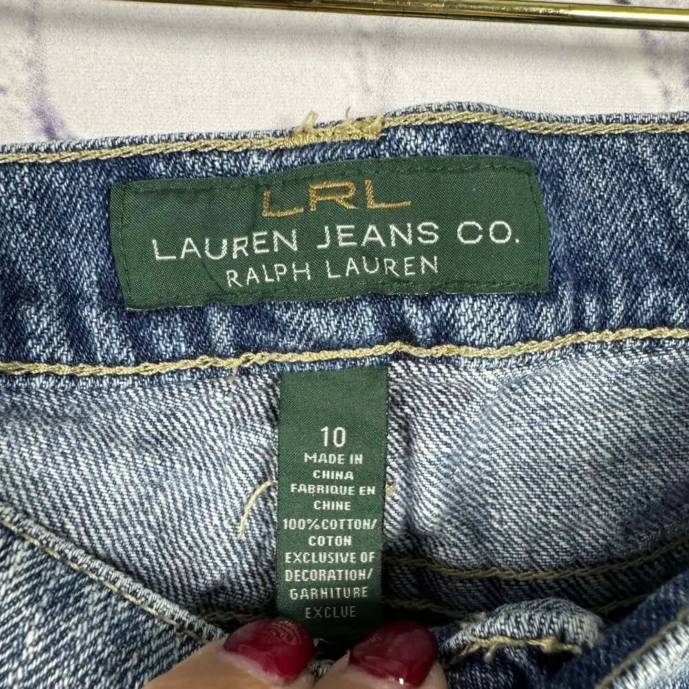 Lauren Ralph Lauren Embroidered Blue Boyfriend Jeans Size 10 - Picture 6 of 7